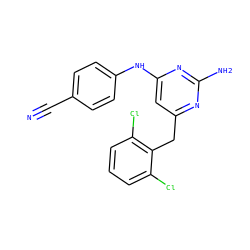 N#Cc1ccc(Nc2cc(Cc3c(Cl)cccc3Cl)nc(N)n2)cc1 ZINC000005932837
