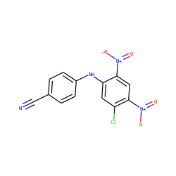N#Cc1ccc(Nc2cc(Cl)c([N+](=O)[O-])cc2[N+](=O)[O-])cc1 ZINC000084742004