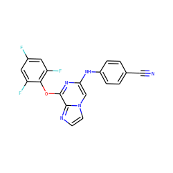 N#Cc1ccc(Nc2cn3ccnc3c(Oc3c(F)cc(F)cc3F)n2)cc1 ZINC000299857641