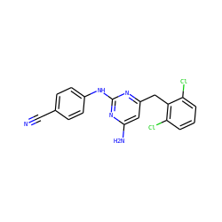 N#Cc1ccc(Nc2nc(N)cc(Cc3c(Cl)cccc3Cl)n2)cc1 ZINC000003941846