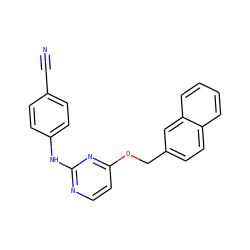 N#Cc1ccc(Nc2nccc(OCc3ccc4ccccc4c3)n2)cc1 ZINC001772609623