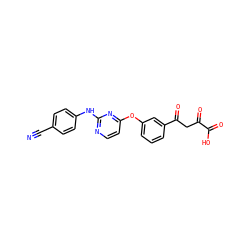 N#Cc1ccc(Nc2nccc(Oc3cccc(C(=O)CC(=O)C(=O)O)c3)n2)cc1 ZINC001772634798