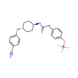 N#Cc1ccc(O[C@H]2CC[C@H](NC(=O)Nc3ccc(OC(F)(F)F)cc3)CC2)cc1 ZINC000261070880