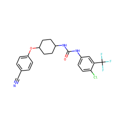 N#Cc1ccc(OC2CCC(NC(=O)Nc3ccc(Cl)c(C(F)(F)F)c3)CC2)cc1 ZINC000211269117