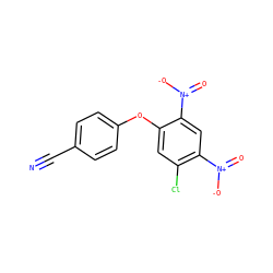 N#Cc1ccc(Oc2cc(Cl)c([N+](=O)[O-])cc2[N+](=O)[O-])cc1 ZINC000084742006