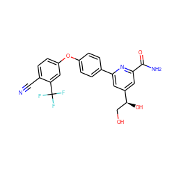 N#Cc1ccc(Oc2ccc(-c3cc([C@@H](O)CO)cc(C(N)=O)n3)cc2)cc1C(F)(F)F ZINC000114592790