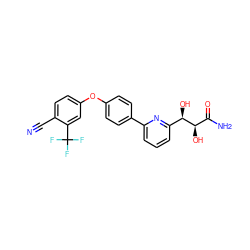 N#Cc1ccc(Oc2ccc(-c3cccc([C@@H](O)[C@H](O)C(N)=O)n3)cc2)cc1C(F)(F)F ZINC000205452893