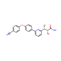 N#Cc1ccc(Oc2ccc(-c3cccc([C@H](O)[C@@H](O)C(N)=O)n3)cc2)cc1 ZINC000205477531