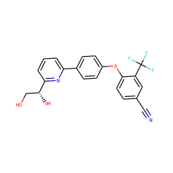 N#Cc1ccc(Oc2ccc(-c3cccc([C@H](O)CO)n3)cc2)c(C(F)(F)F)c1 ZINC000114592908