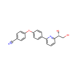 N#Cc1ccc(Oc2ccc(-c3cccc([C@H](O)CO)n3)cc2)cc1 ZINC000114591466