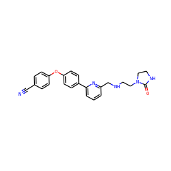N#Cc1ccc(Oc2ccc(-c3cccc(CNCCN4CCNC4=O)n3)cc2)cc1 ZINC000114592622