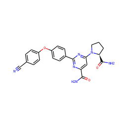 N#Cc1ccc(Oc2ccc(-c3nc(C(N)=O)cc(N4CCC[C@H]4C(N)=O)n3)cc2)cc1 ZINC000142418197