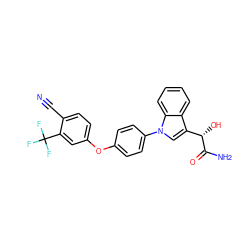 N#Cc1ccc(Oc2ccc(-n3cc([C@H](O)C(N)=O)c4ccccc43)cc2)cc1C(F)(F)F ZINC000199106250
