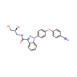 N#Cc1ccc(Oc2ccc(-n3nc(C(=O)NC[C@H](O)CO)c4ccccc43)cc2)cc1 ZINC000146722222