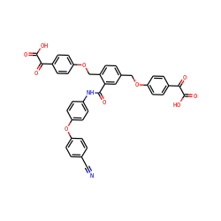 N#Cc1ccc(Oc2ccc(NC(=O)c3cc(COc4ccc(C(=O)C(=O)O)cc4)ccc3COc3ccc(C(=O)C(=O)O)cc3)cc2)cc1 ZINC000072170224