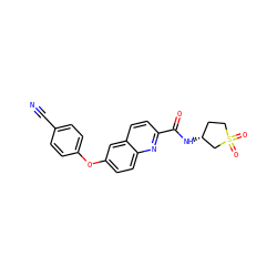 N#Cc1ccc(Oc2ccc3nc(C(=O)N[C@@H]4CCS(=O)(=O)C4)ccc3c2)cc1 ZINC000584629740