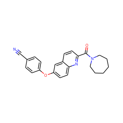 N#Cc1ccc(Oc2ccc3nc(C(=O)N4CCCCCC4)ccc3c2)cc1 ZINC000584599007