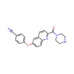 N#Cc1ccc(Oc2ccc3nc(C(=O)N4CCNCC4)ccc3c2)cc1 ZINC000584598946