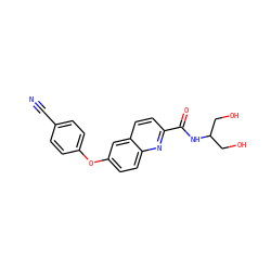 N#Cc1ccc(Oc2ccc3nc(C(=O)NC(CO)CO)ccc3c2)cc1 ZINC000584630384