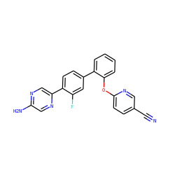 N#Cc1ccc(Oc2ccccc2-c2ccc(-c3cnc(N)cn3)c(F)c2)nc1 ZINC000224785790