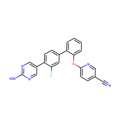 N#Cc1ccc(Oc2ccccc2-c2ccc(-c3cnc(N)nc3)c(F)c2)nc1 ZINC000224810956