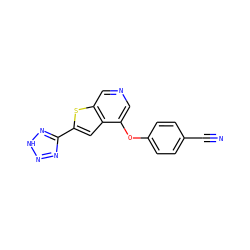 N#Cc1ccc(Oc2cncc3sc(-c4nn[nH]n4)cc23)cc1 ZINC000653857035