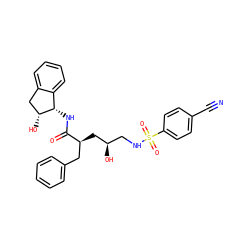N#Cc1ccc(S(=O)(=O)NC[C@@H](O)C[C@@H](Cc2ccccc2)C(=O)N[C@H]2c3ccccc3C[C@H]2O)cc1 ZINC001772578227