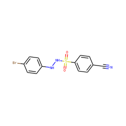 N#Cc1ccc(S(=O)(=O)NNc2ccc(Br)cc2)cc1 ZINC000299838874