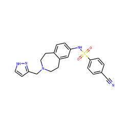 N#Cc1ccc(S(=O)(=O)Nc2ccc3c(c2)CCN(Cc2cc[nH]n2)CC3)cc1 ZINC000049089165