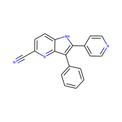 N#Cc1ccc2[nH]c(-c3ccncc3)c(-c3ccccc3)c2n1 ZINC000045506422
