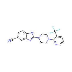 N#Cc1ccc2[nH]c(N3CCN(c4ncccc4C(F)(F)F)CC3)nc2c1 ZINC000038157657