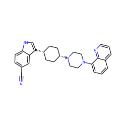 N#Cc1ccc2[nH]cc([C@H]3CC[C@@H](N4CCN(c5cccc6cccnc56)CC4)CC3)c2c1 ZINC000101181590