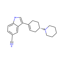 N#Cc1ccc2[nH]cc(C3=CC[C@@H](N4CCCCC4)CC3)c2c1 ZINC000029549857