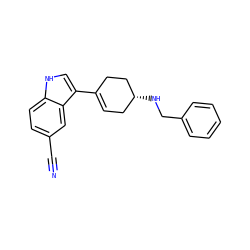 N#Cc1ccc2[nH]cc(C3=CC[C@@H](NCc4ccccc4)CC3)c2c1 ZINC000029551160