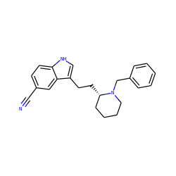 N#Cc1ccc2[nH]cc(CC[C@H]3CCCCN3Cc3ccccc3)c2c1 ZINC000045371634