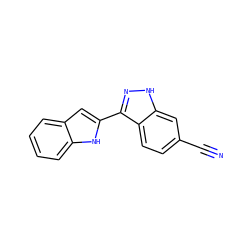 N#Cc1ccc2c(-c3cc4ccccc4[nH]3)n[nH]c2c1 ZINC000034050620