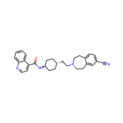 N#Cc1ccc2c(c1)CCN(CC[C@H]1CC[C@H](NC(=O)c3ccnc4ccccc34)CC1)CC2 ZINC000253994948