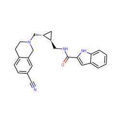 N#Cc1ccc2c(c1)CN(C[C@@H]1C[C@H]1CNC(=O)c1cc3ccccc3[nH]1)CC2 ZINC001772597642