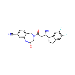 N#Cc1ccc2c(c1)NC(=O)CN(C(=O)C[C@H](N)[C@H]1CCc3cc(F)c(F)cc31)C2 ZINC000218156542