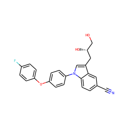 N#Cc1ccc2c(c1)c(C[C@H](O)CO)cn2-c1ccc(Oc2ccc(F)cc2)cc1 ZINC000146627437