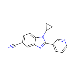 N#Cc1ccc2c(c1)nc(-c1cccnc1)n2C1CC1 ZINC000086636896