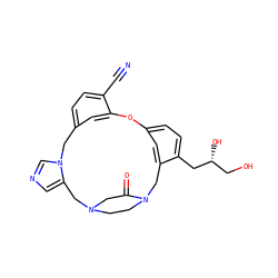 N#Cc1ccc2cc1Oc1ccc(C[C@H](O)CO)c(c1)CN1CCN(CC1=O)Cc1cncn1C2 ZINC000013589251