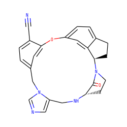 N#Cc1ccc2cc1Oc1ccc3c(c1)[C@@H](CC3)N1CC[C@H](NCc3cncn3C2)C1=O ZINC000013473920