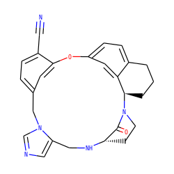 N#Cc1ccc2cc1Oc1ccc3c(c1)[C@@H](CCC3)N1CC[C@H](NCc3cncn3C2)C1=O ZINC000013473923