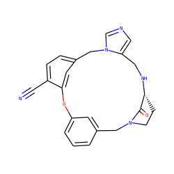 N#Cc1ccc2cc1Oc1cccc(c1)CN1CC[C@@H](NCc3cncn3C2)C1=O ZINC000003934651
