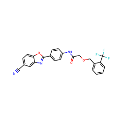 N#Cc1ccc2oc(-c3ccc(NC(=O)COCc4ccccc4C(F)(F)F)cc3)nc2c1 ZINC000045358007