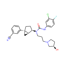 N#Cc1cccc([C@]23CC[C@@H](N(CCCN4CC[C@@H](O)C4)C(=O)Nc4ccc(F)c(Cl)c4)[C@H]2C3)c1 ZINC000028825130