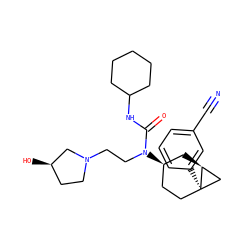 N#Cc1cccc([C@]23CC[C@@H](N(CCN4CC[C@@H](O)C4)C(=O)NC4CCCCC4)C[C@H]2C3)c1 ZINC000028649841