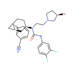 N#Cc1cccc([C@]23CC[C@@H](N(CCN4CC[C@@H](O)C4)C(=O)Nc4ccc(F)c(F)c4)C[C@H]2C3)c1 ZINC000028649823