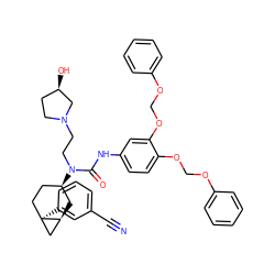 N#Cc1cccc([C@]23CC[C@@H](N(CCN4CC[C@@H](O)C4)C(=O)Nc4ccc(OCOc5ccccc5)c(OCOc5ccccc5)c4)C[C@H]2C3)c1 ZINC000072132887